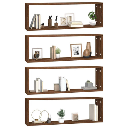 Mensole Muro Cubo 4 Rovere Marrone 80x15x26,5 Legno Multistrato