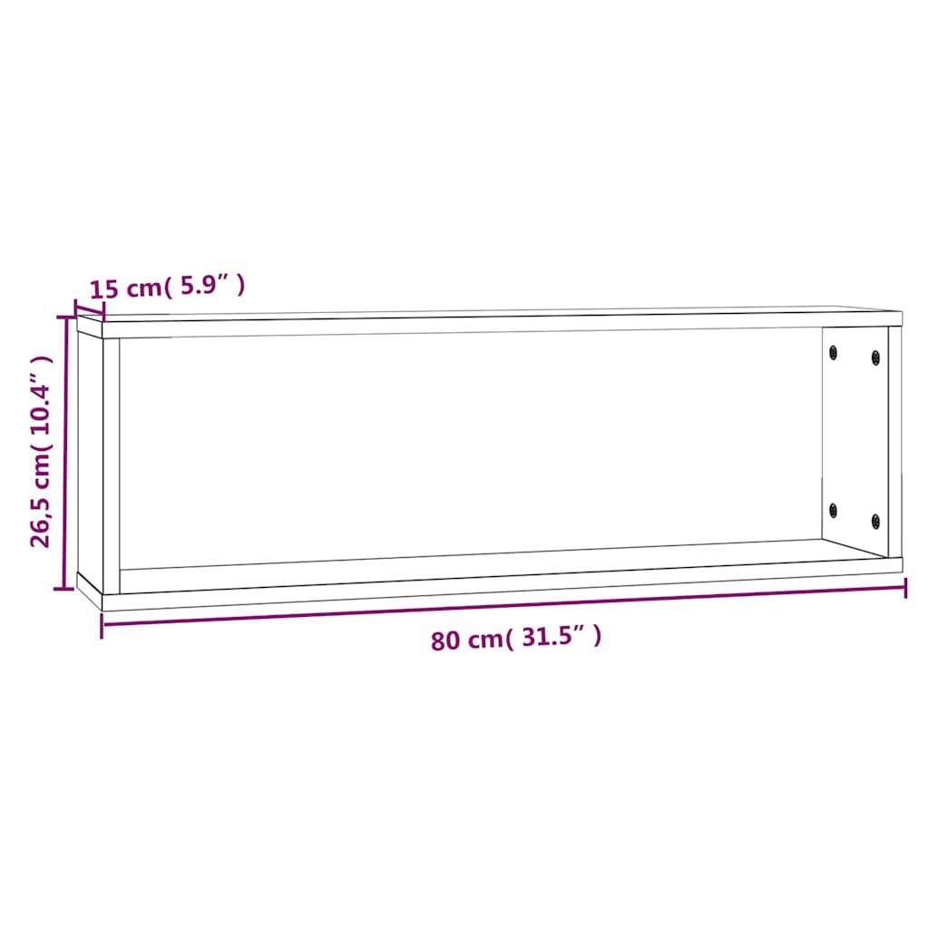 Mensole Muro Cubo 4 Rovere Marrone 80x15x26,5 Legno Multistrato
