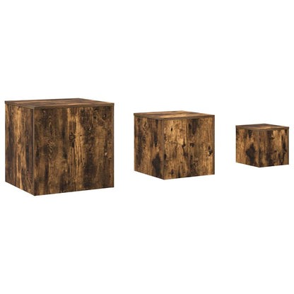 Credenze 3 pz Rovere Fumo in Legno Multistrato