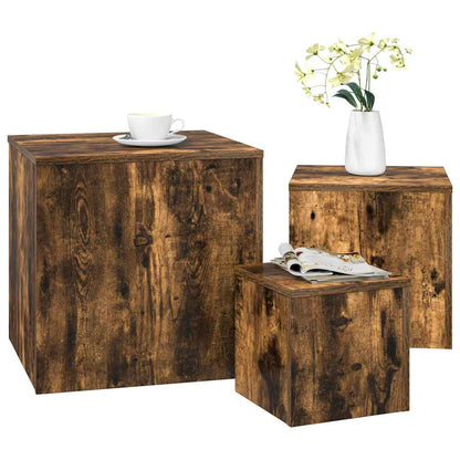 Credenze 3 pz Rovere Fumo in Legno Multistrato
