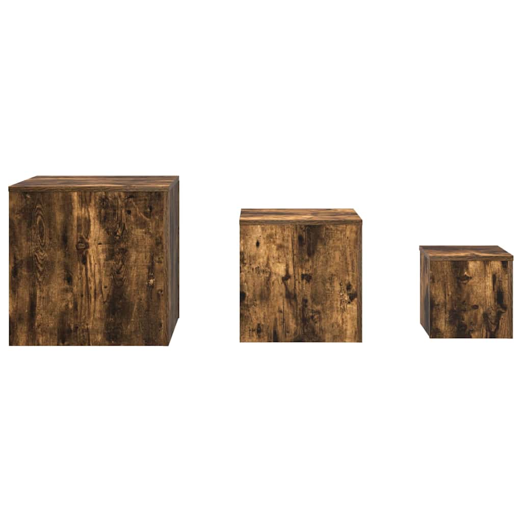 Credenze 3 pz Rovere Fumo in Legno Multistrato