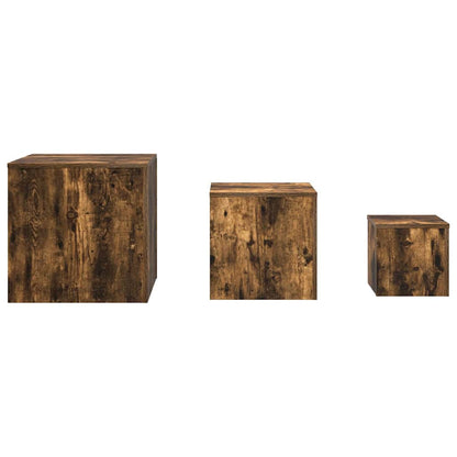 Credenze 3 pz Rovere Fumo in Legno Multistrato