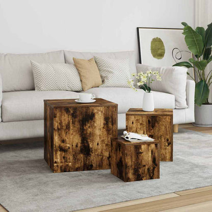 Credenze 3 pz Rovere Fumo in Legno Multistrato