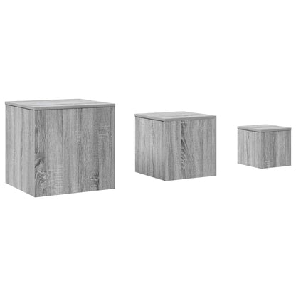 Credenze 3 pz Grigio Sonoma in Legno Multistrato