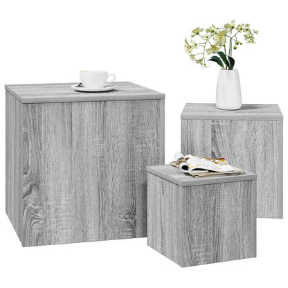 Credenze 3 pz Grigio Sonoma in Legno Multistrato