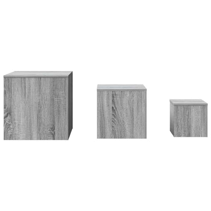 Credenze 3 pz Grigio Sonoma in Legno Multistrato