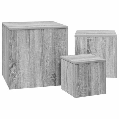 Credenze 3 pz Grigio Sonoma in Legno Multistrato | homemem39