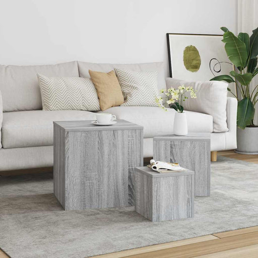 Credenze 3 pz Grigio Sonoma in Legno Multistrato - homemem39