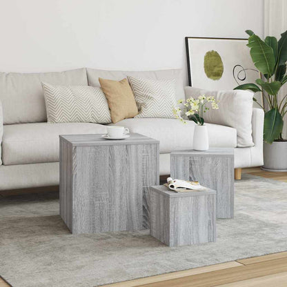 Credenze 3 pz Grigio Sonoma in Legno Multistrato