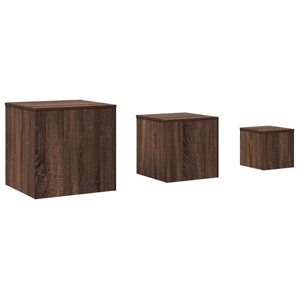 Credenze 3 pz Rovere Marrone in Legno Multistrato