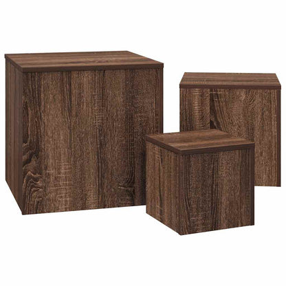 Credenze 3 pz Rovere Marrone in Legno Multistrato