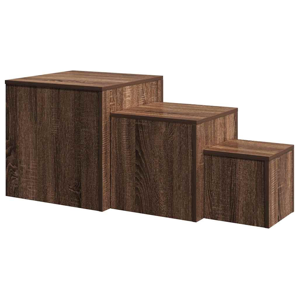 Credenze 3 pz Rovere Marrone in Legno Multistrato