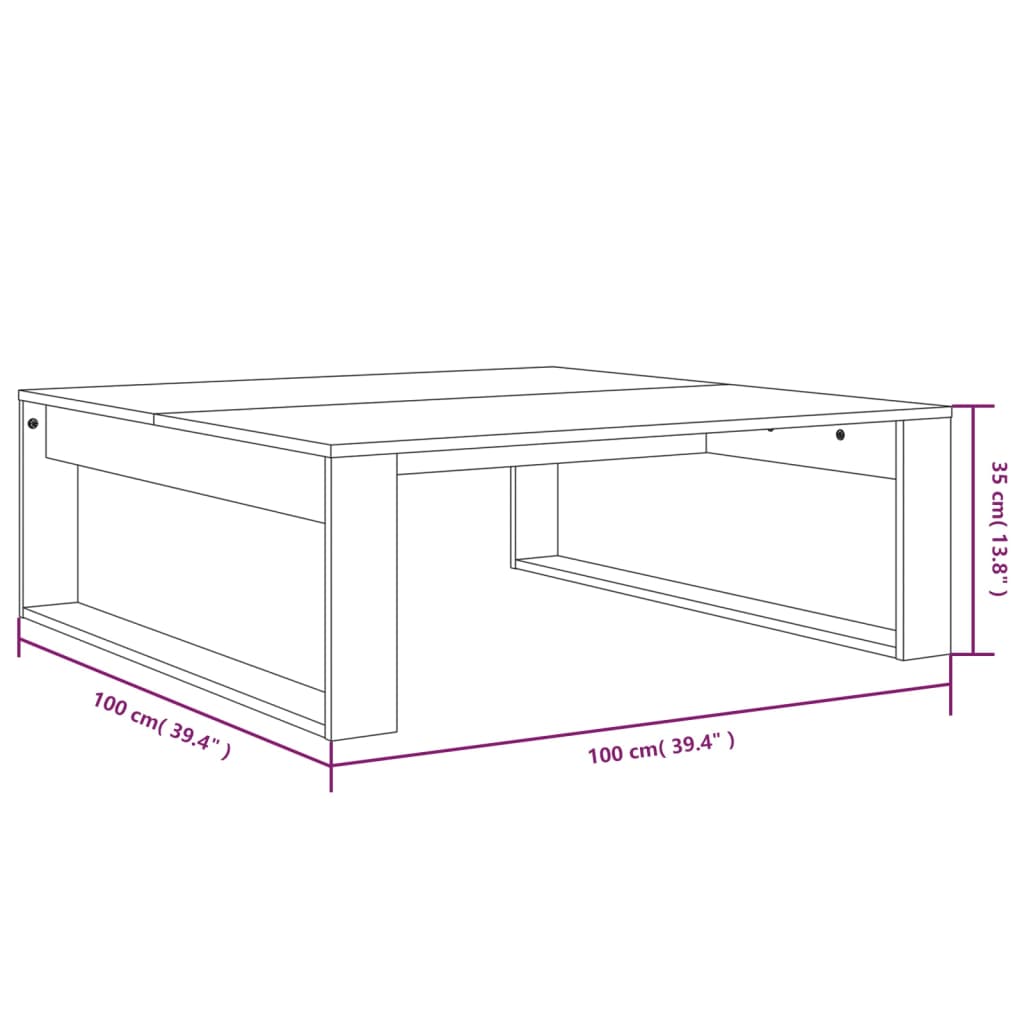Tavolino da Salotto Rovere Fumo 100x100x35 cm Legno Multistrato | homemem39
