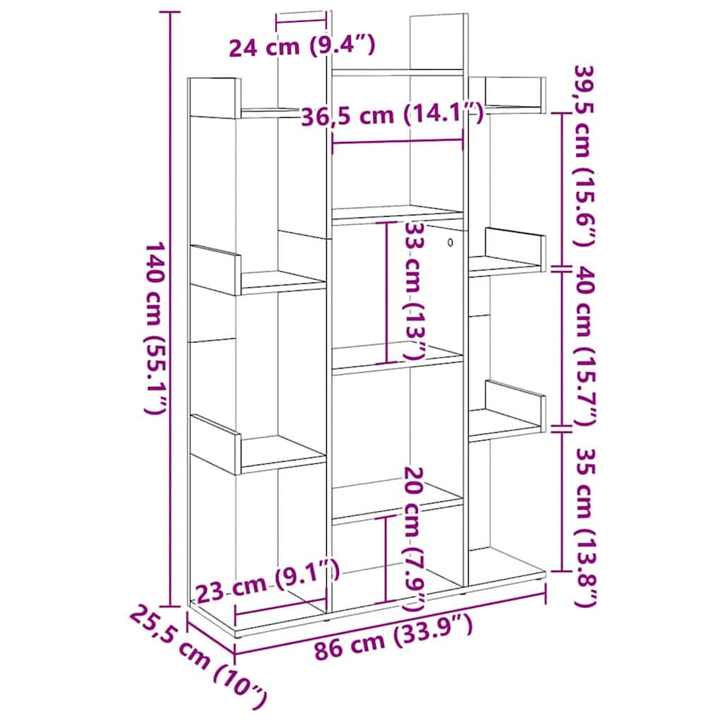 Libreria Grigio Sonoma 86x25,5x140 cm in Legno Multistrato | homemem39