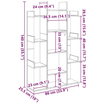 Libreria Grigio Sonoma 86x25,5x140 cm in Legno Multistrato | homemem39