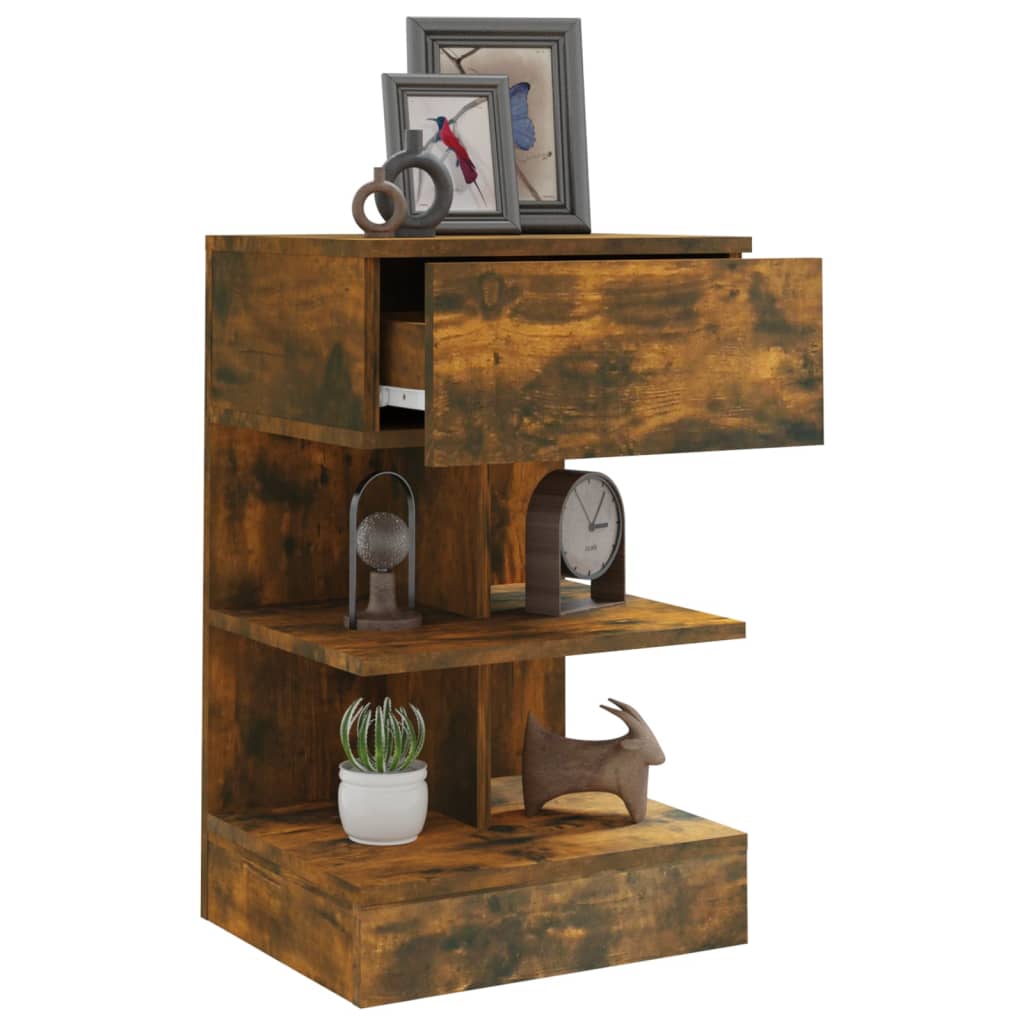 Comodino Rovere Fumo 40x35x65 cm in Legno Multistrato - homemem39