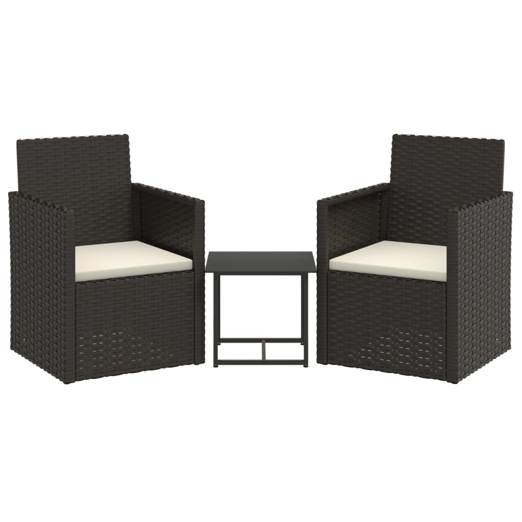 Set Divani da Esterno 3 pz con Cuscini Nero in Polyrattan