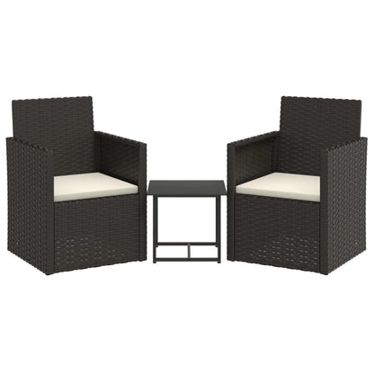 Set Divani da Esterno 3 pz con Cuscini Nero in Polyrattan