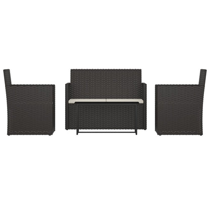 Set Salotto da Esterno 4 pz con Cuscini in Polyrattan Nero - homemem39