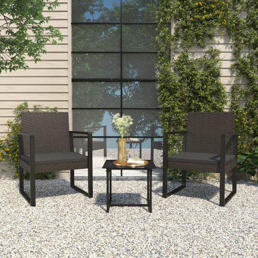 Set Divani da Giardino 3 pz con Cuscini Nero in Polyrattan - homemem39