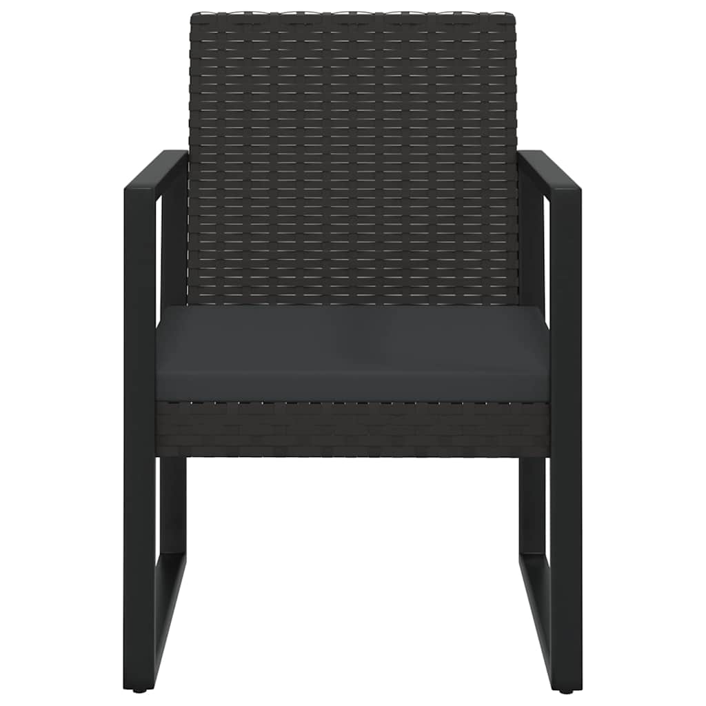 Set Divani da Giardino 4 pz con Cuscini Nero in Polyrattan