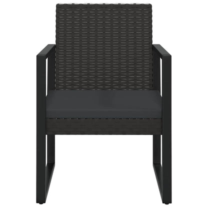 Set Divani da Giardino 4 pz con Cuscini Nero in Polyrattan