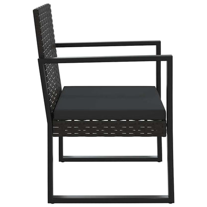 Set Divani da Giardino 4 pz con Cuscini Nero in Polyrattan | homemem39