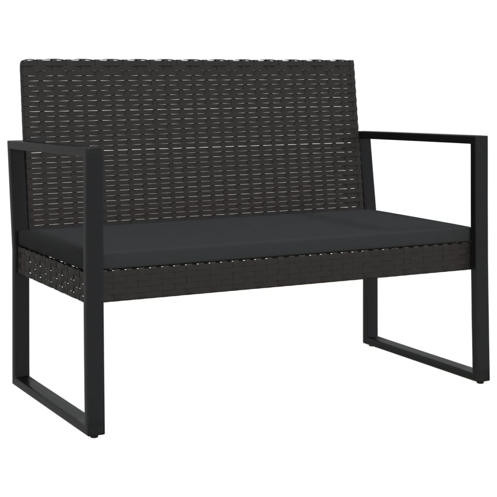 Set Divani da Giardino 4 pz con Cuscini Nero in Polyrattan | homemem39
