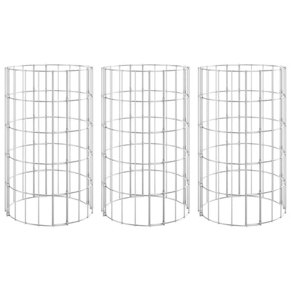 Fioriere Gabbione Circolare 3 pz in Acciaio Zincato Ø30x50 cm - homemem39