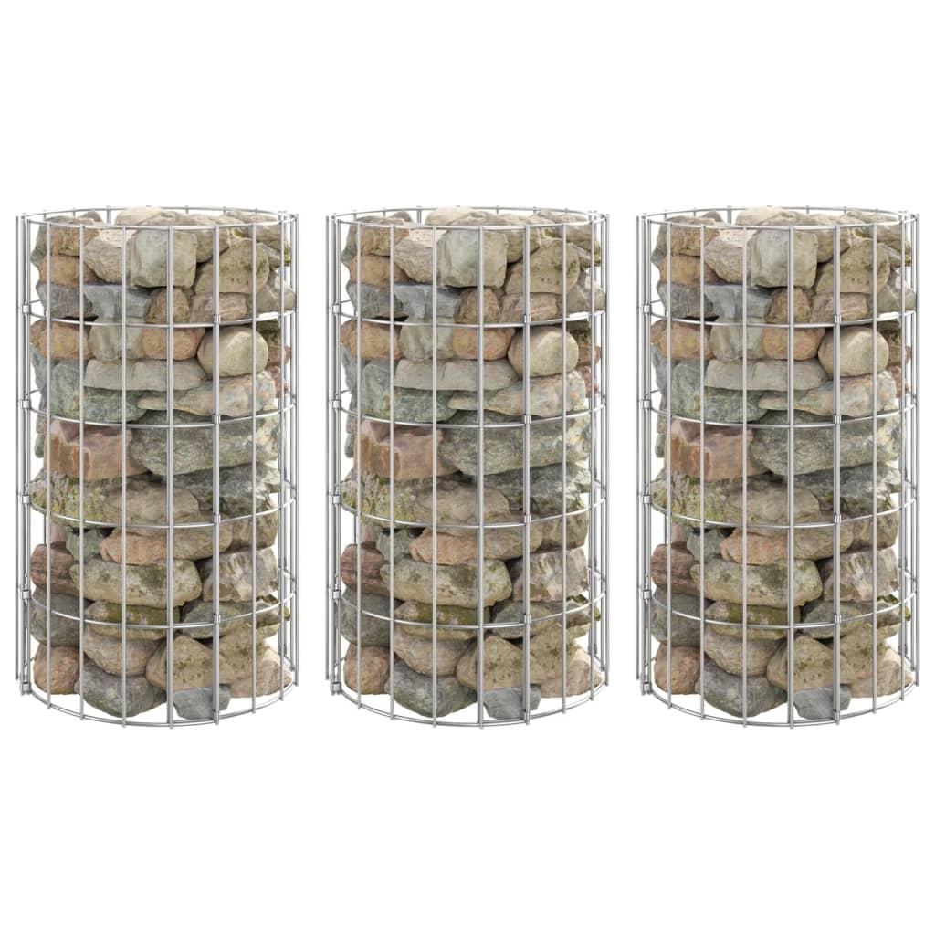 Fioriere Gabbione Circolare 3 pz in Acciaio Zincato Ø30x50 cm | homemem39