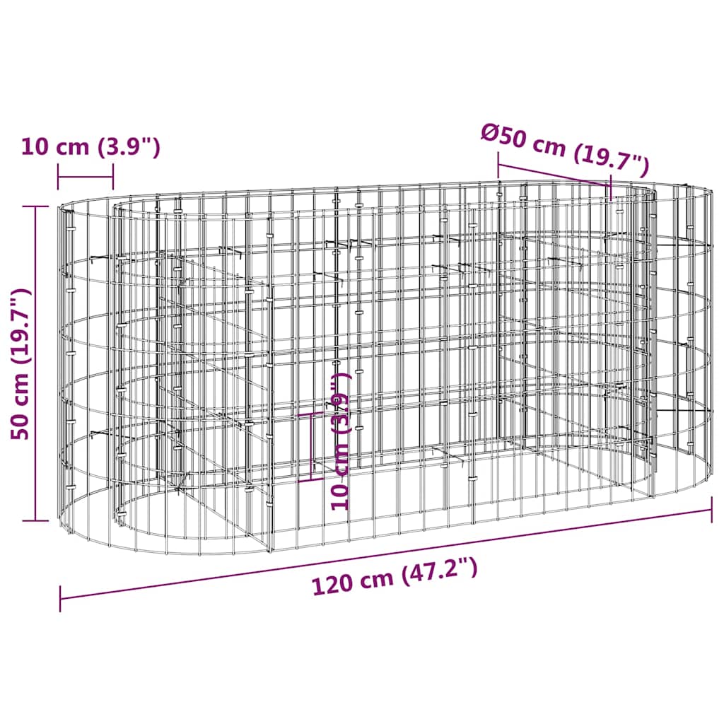 Gabbione con Letto Rialzato in Acciaio Zincato 120x50x50 cm | homemem39