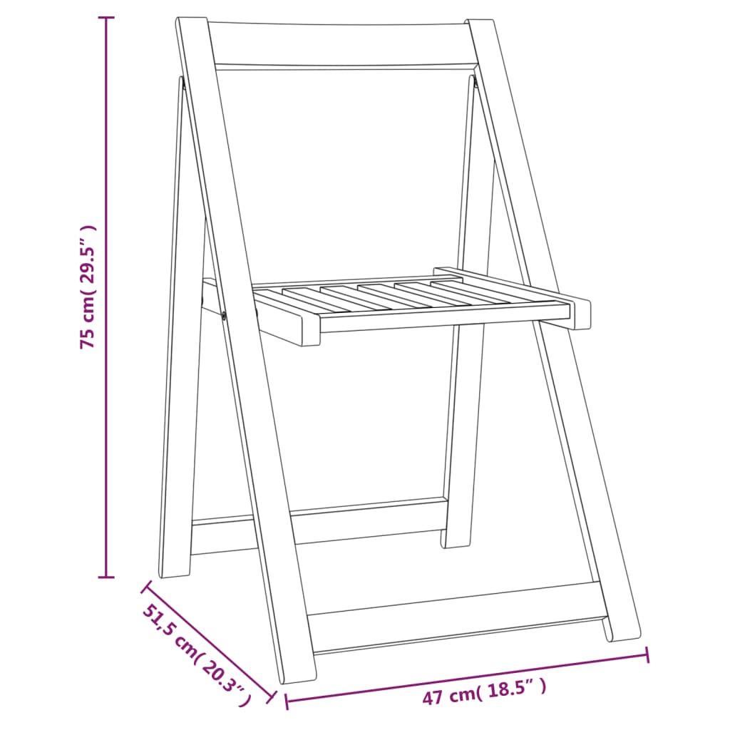 Sedie da Giardino Pieghevoli 4pz in Legno Massello di Acacia