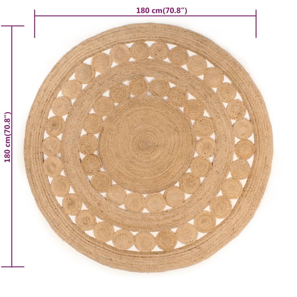 Tappeto in Iuta con Design Intrecciato 180 cm Rotondo | homemem39
