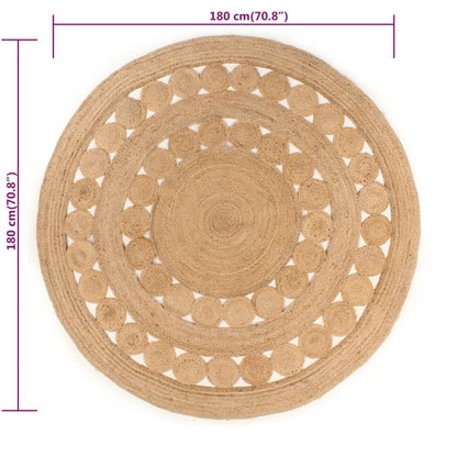 Tappeto in Iuta con Design Intrecciato 180 cm Rotondo | homemem39