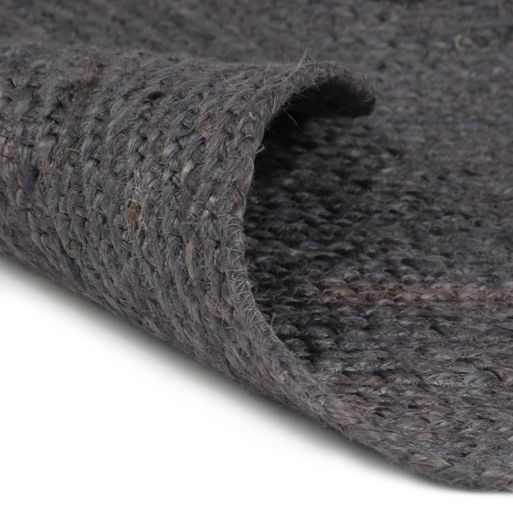 Tappeto Lavorato a Mano in Juta Rotondo 180 cm Grigio Scuro | homemem39