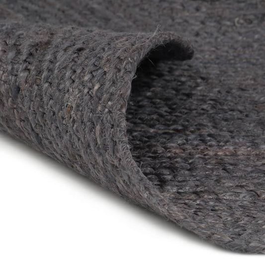 Tappeto Lavorato a Mano in Juta Rotondo 180 cm Grigio Scuro | homemem39