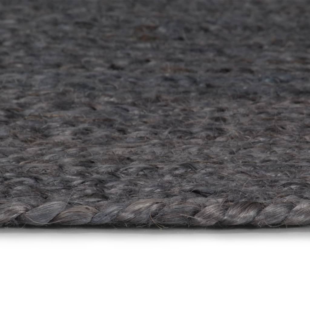 Tappeto Lavorato a Mano in Juta Rotondo 180 cm Grigio Scuro | homemem39