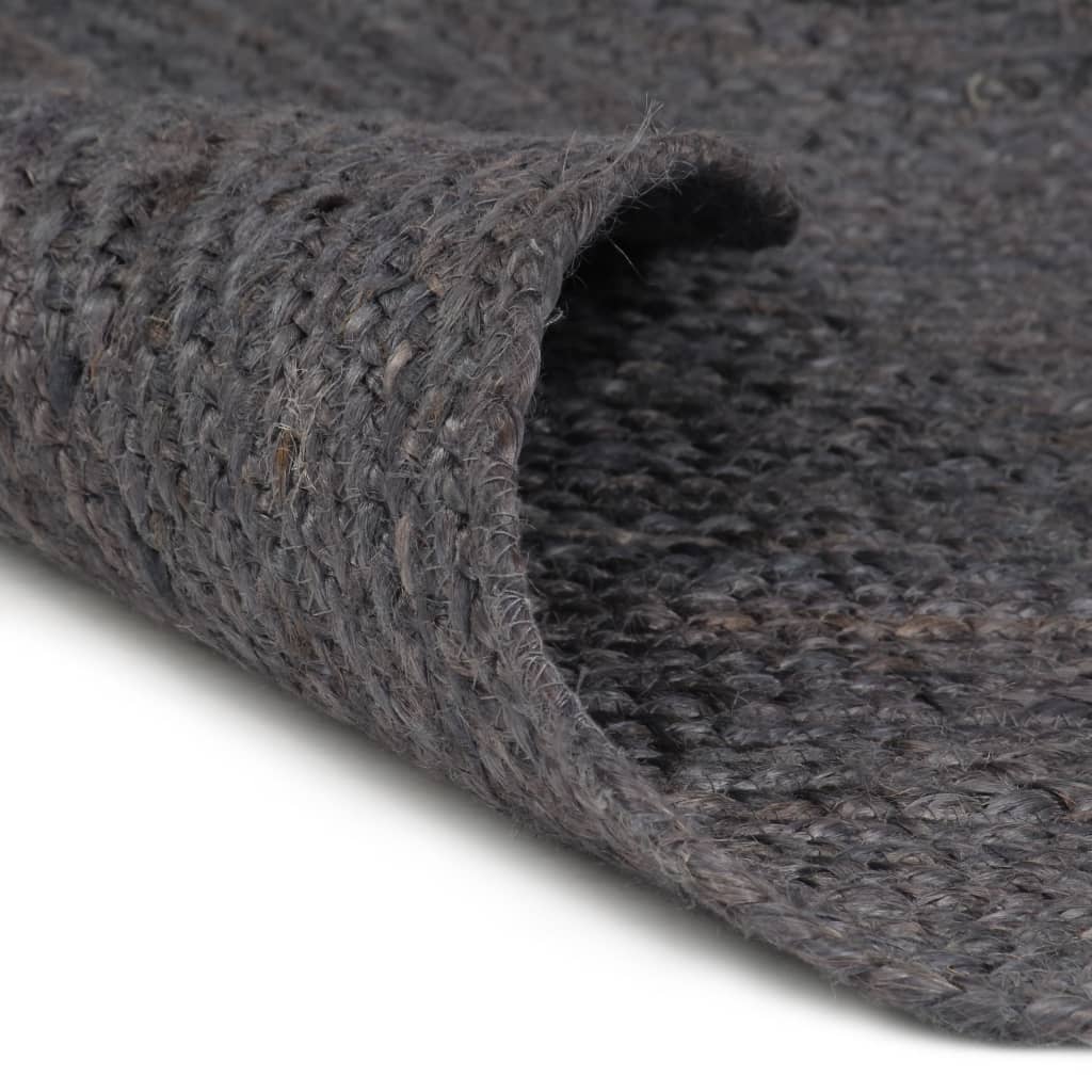 Tappeto Lavorato a Mano in Juta Rotondo 210 cm Grigio Scuro | homemem39