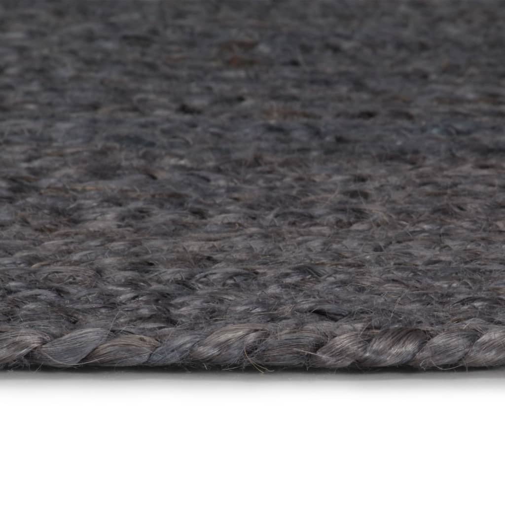 Tappeto Lavorato a Mano in Juta Rotondo 210 cm Grigio Scuro | homemem39