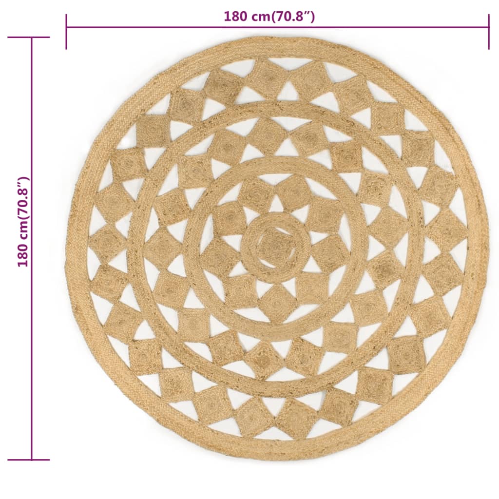 Tappeto Lavorato a Mano in Juta Intrecciata 180 cm | homemem39