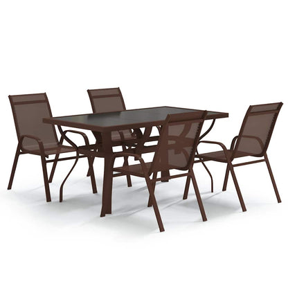 Set da Pranzo da Giardino 5 pz Marrone e Nero | homemem39