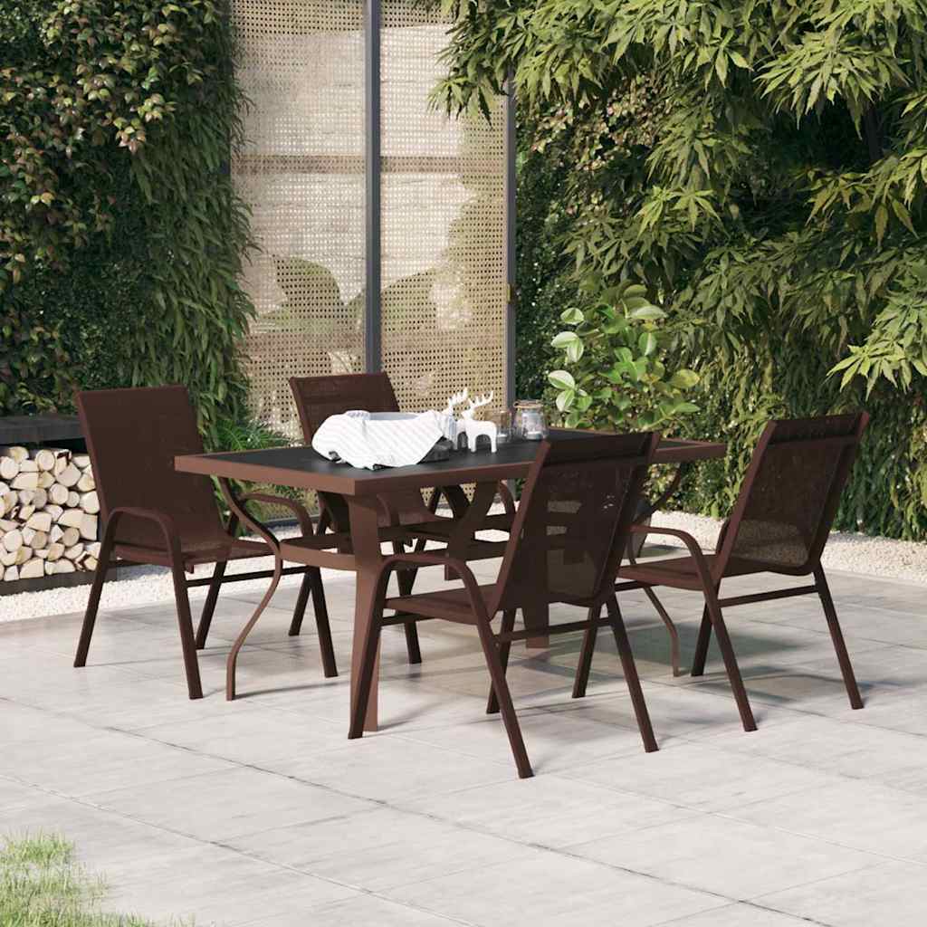 Set da Pranzo da Giardino 5 pz Marrone e Nero | homemem39