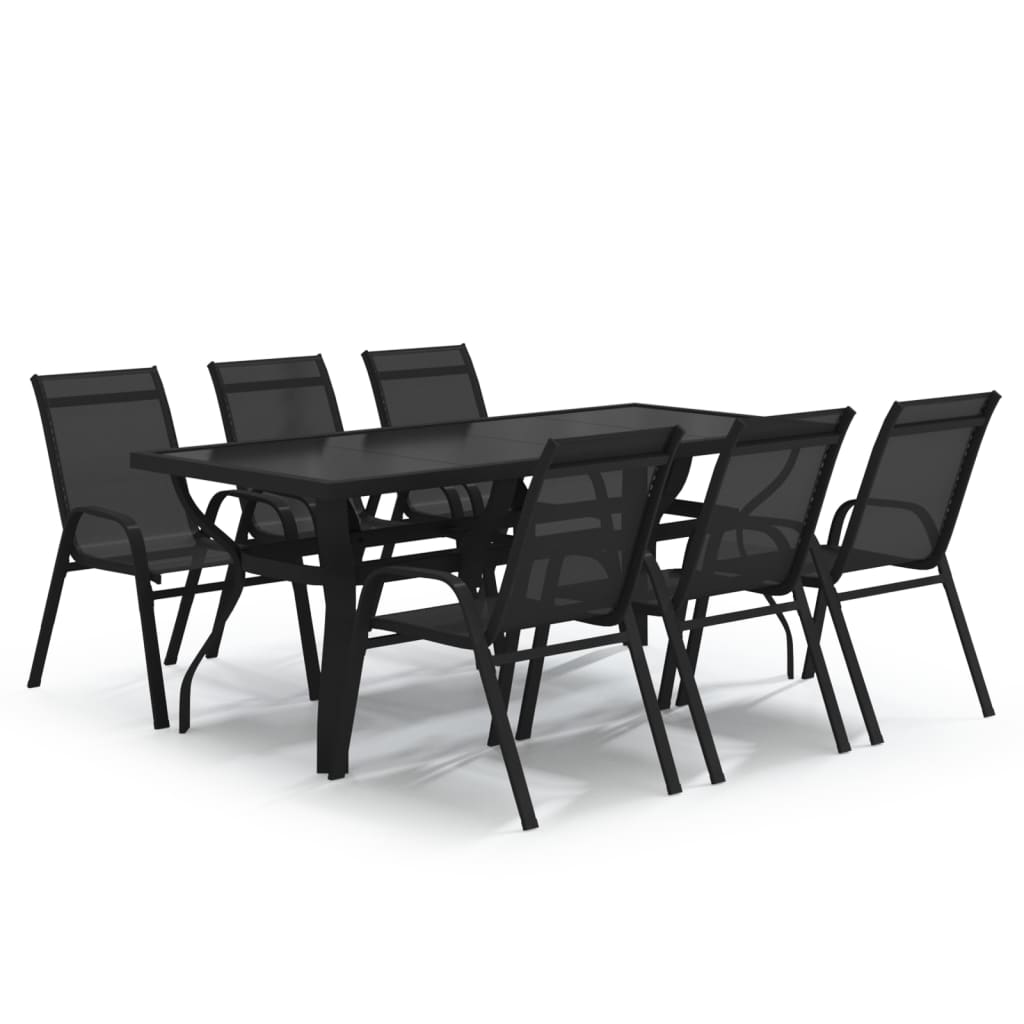 Set da Pranzo da Giardino 7 pz Nero
