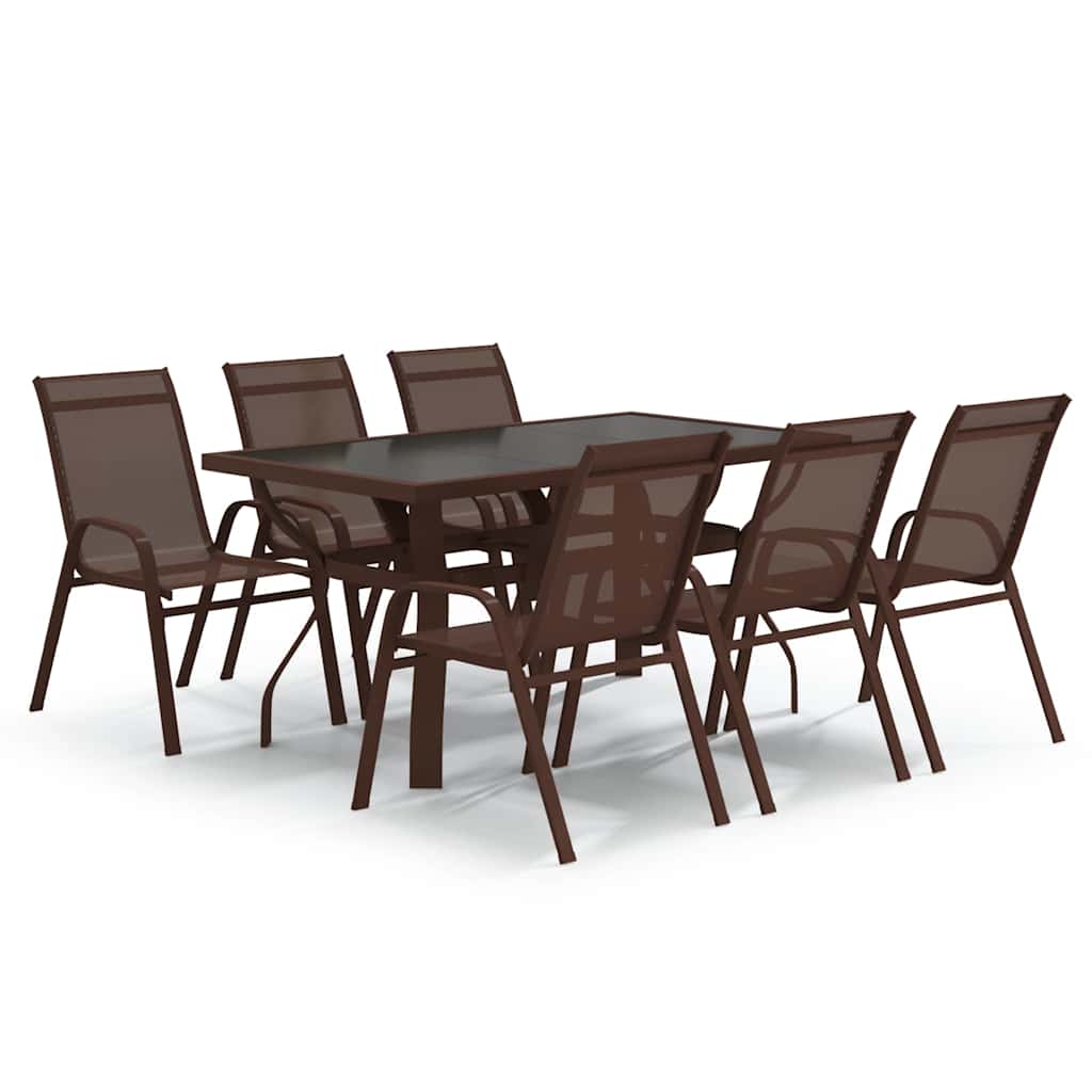 Set da Pranzo da Giardino 7 pz Marrone e Nero | homemem39