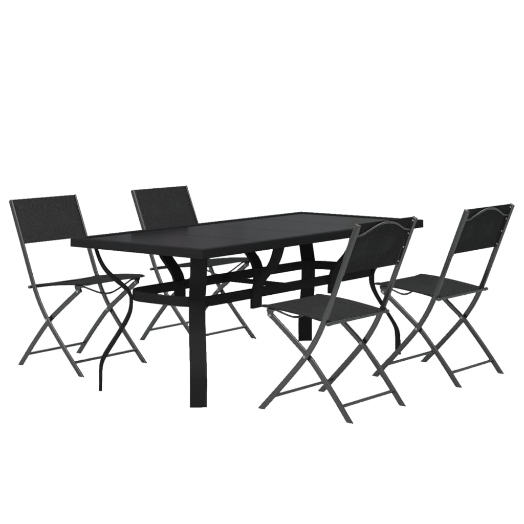 Set da Pranzo da Giardino 5 pz Grigio e Nero - homemem39