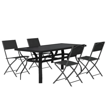 Set da Pranzo da Giardino 5 pz Grigio e Nero - homemem39