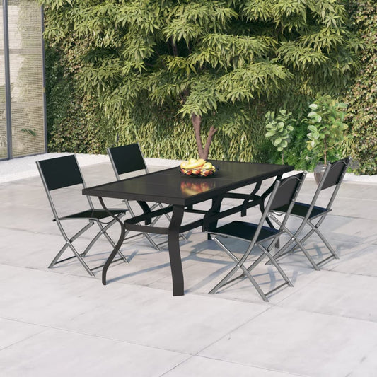Set da Pranzo da Giardino 5 pz Grigio e Nero - homemem39