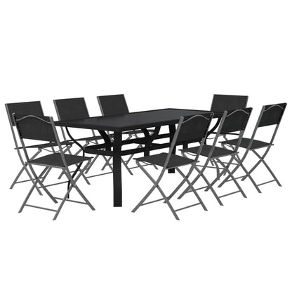 Set da Pranzo da Giardino 9 pz Grigio e Nero - homemem39