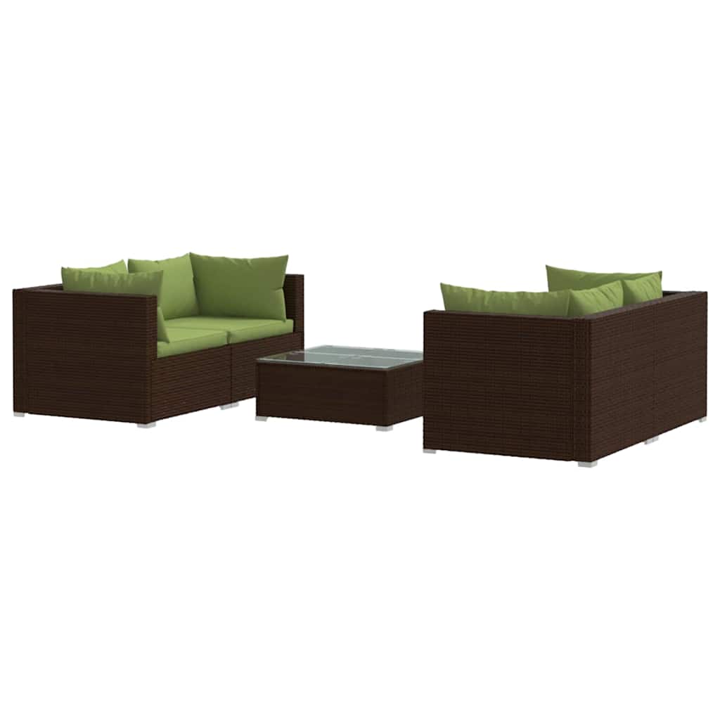 Set Divani da Giardino 5 pz con Cuscini in Polyrattan