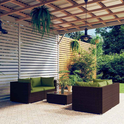 Set Divani da Giardino 5 pz con Cuscini in Polyrattan